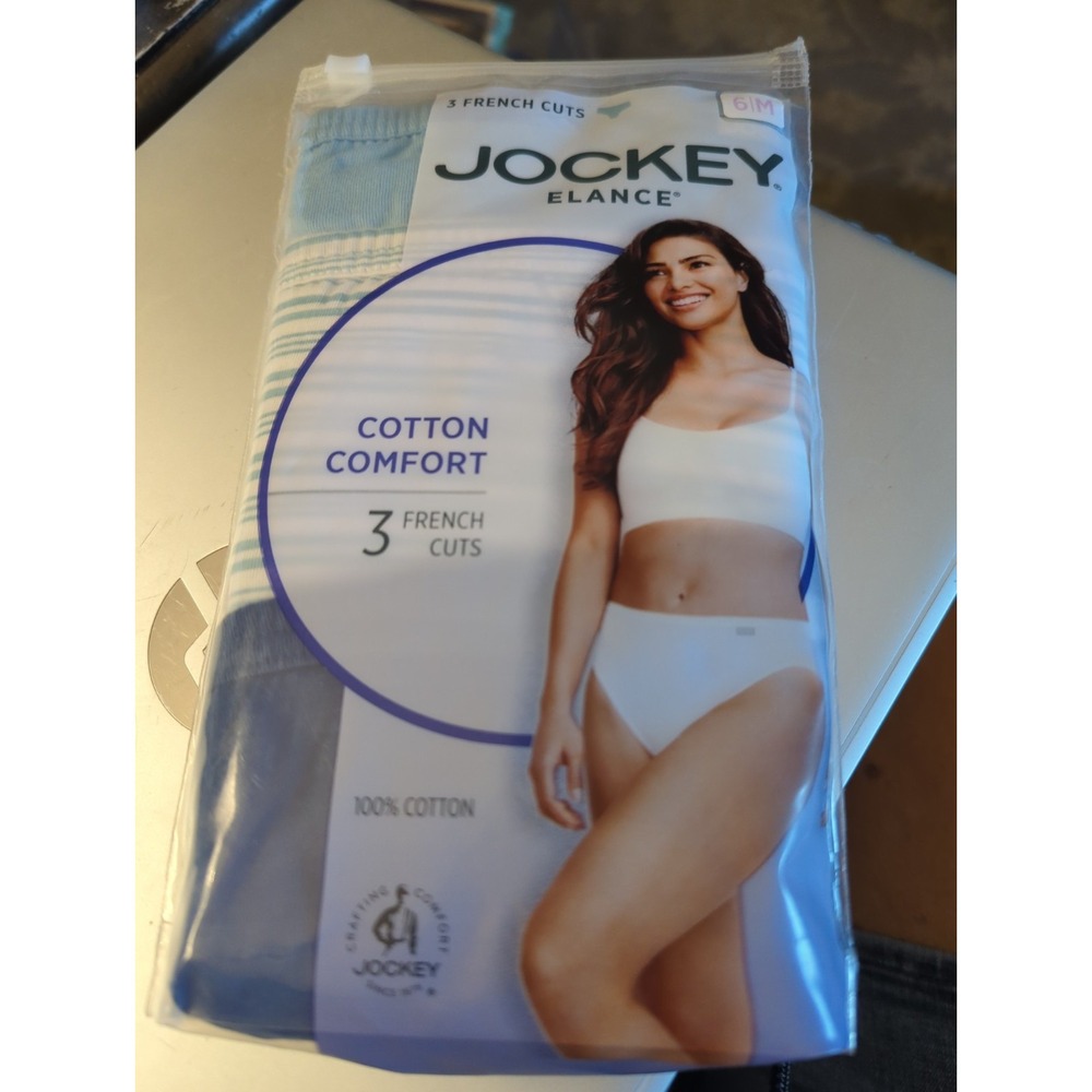 Jockey 3-Pack Elance French Cut Panty Size 6 Cotton Comfort 100% Cotton Blues